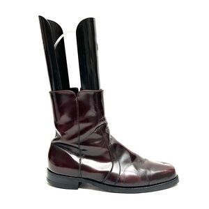 FLORSHEIM | Vintage 1970s men's dark oxblood leather shiny zip up ankle boots